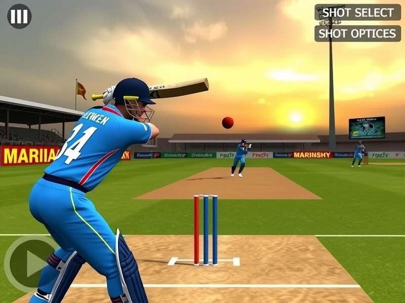 Cricket Mania 3D batting interface showing shot selection options